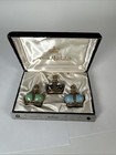 Vintage Prince Matchabelli Crown Jewel Perfume Bottles 3pc Black Velvet Box Set