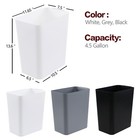 3 Packs 4 5 Gallon Plastic Wastebasket  Open-top Trash Can For Bathroom  Bedroom