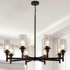 27 5  Cylinder Glass Chandelier Industrial 8-light Pendant Lamp Ceiling Fixtures