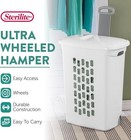 3-pack Sterilite Wheeled Laundry Hamper Basket With Lid   Handle  White