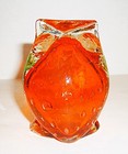 Vtg Lefton  Orange Glass Owl Figurine Paperweight Controlled Bubbles Japan 3 25 