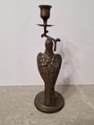 Vintage Solid Brass Bird Candlestick Holder 10    Tall     Scarce