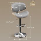 Bar Stools Set Of 2 Bentwood Counter Chair Adjustable Swivel Faux Leather Gray