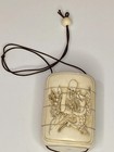 Late Edo Early Meiji Carved   Signed Japanese Inro w god Of Longevity fukurokuju