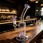 10  Purple Glass Water Pipe Recycler Bong 14mm Bowl Thick Smoking Pipes Hookah