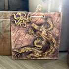 Vtg Dragon Sun Clay Sculpture Tile Wall Hanging 7  Signed Studio Pottery Fantasy