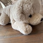 Fao Schwarz Plush Stuffed Dog Cream white Laying Down Medium 14-24 In Pa-18741