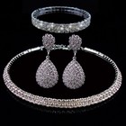 Fashion Wedding Bridal Crystal Rhinestone Women Necklace Earrings Set Jewelry