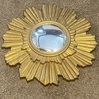 Vintage 1950 Mid Century Modern Sunburst Mirror Gold Resin Molded Damaged 23   