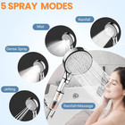 5 Inch Large Chrome Filtered Shower Head With Hose   Adjustable Holder  5 Spray 