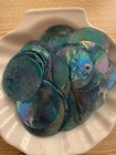 Cyan Ab Color Plated Dyed Round Natural Capiz Sea Shells  1 1 2 Inch  30pc