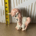 Vintage Handmade Ceramic Unicorn Figurine Pink White Signed Linda Medlock