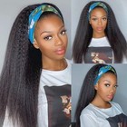 Yaki Straight Headband Wig Human Hair Headband Wigs For Black Women Glueless Wig