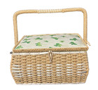 Vtg Mcm Grandma s Dritz Sewing Basket Wicker Rattan Filled W  Notions   Supplies