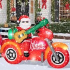7 0 Ft Christmas Inflatable Santa Claus With Motorcycle  Blow Up Santa Yard
