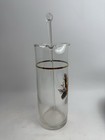 Vintage Glass Pheasants Birds Martini Cocktail Pitcher   Stirrer