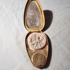 Karess  Makes Up Compact Early 1900s Art Deco Blue Gold Brass Antique