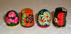 Beautiful Russian Wooden Hand Painted Set Of Four Thimbles   New