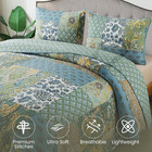 Cotton Patchwork Bedspread  3-piece Bedding Quilt Set With Real Stitched Embroid
