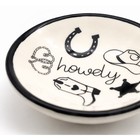 Howdy Western Ceramic Trinket Dish Black White Cowboy Jewelry Tray Cowgirl Decor