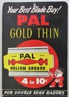 Vintage Pal Gold Thin Double Edge Razor Blades Hanging Store Display 10 Boxes