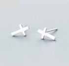 S925 Sterling Silver High Polished Cross Stud Earrings