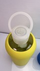 Lot Of 2 Bkr Glass Water Bottles W silicone Sleeves 32oz Rare Lime  16 Oz Blue
