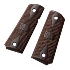 1911 Full Size Double Diamond Checkered Rosewood Grips With Us Emb  4 Gold Screw