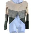 Size Medium Sweater Loose Knit High Low Long Sleeved Green Gray Cream Em