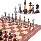 Chess Set Large 16   42cm Folding Wooden Board With Deluxe Weighted Acrylic C   