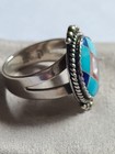 Relios Carolyn Pollack Sterling Silver Turquoise Multi Stone Inlay Ring Size 8