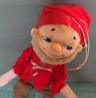 Vintage Mid Century Felt Pixie Elf Gnome Christmas Ornament Japan As Is Fraying