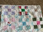 Vintage Nursery Baby Quilt Blanket Cotton Square Patches Handmade 46x36 Colorful