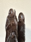 Vintage Kenyan Hand Carved Ebony Wood Tribal Family Statue     African Art