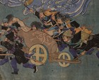 Unusual Political Ukiyoe Print Depicting  Battle  Dates 1868 zr26