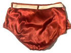 Rare 50s Mens Red Satin Swim Brief Belted Bathing Trunks Swimsuit Sz M Vtg