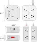 6ft Surge Protector Power Strip  8 Widely Outlets With 4 Usb Ports 3 Side Outlet