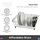 Oggi Sleek Black Steel Compact Dish Drying Rack With Cutlery Holder Durable