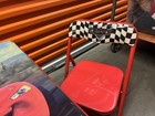 Disney Cars Folding Kids Table   2 Chairs Set Red Metal Plastic Playroom Square