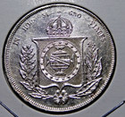 1860 Brazil 1000 Reis Silver Coin Pedro Ii World Brazilian Coin