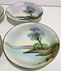 Antique 4 Piece Set Nippon Hand Painted Berry Dessert Bowls Gold Rim Scenic 5 
