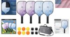 All-in-one Pickleball Set  4 Fiberglass Paddles  6 Balls  And Comfortable Grip