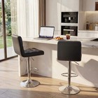 Set Of 2 Swivel Bar Stools 36  Adjustable Black Pu Leather Low Back Metal Counte