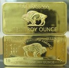 10 Oz Ten Troy Ounce Usa American Buffalo  999 Fine Brass Bullion Bar