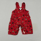 Vintage Oshkosh Bgosh Baby Red Cotton Nature Print Owl Tree Overalls Size 6 9m