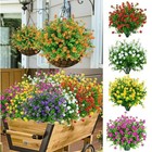 8 Bundles Artificial Flowers Outdoor Uv Resistant Plastic Plant Silk Flower