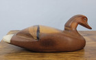 Vintage Hand-carved Wooden Folk Art Mallard Duck Decor Inlay Stone Small Painted