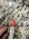 Vtg Bisque Porcelain Bathing Beauty Pink Hair Doll With Jointed Arms Dress Japan