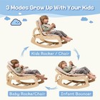 Baby Bouncer 3-in-1 Wooden Rocker Chair 5-point Harness Recliner Seat Beige