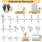 104pcs Body Septum Piercing Kit With 14g 16g 20g Needles Silver